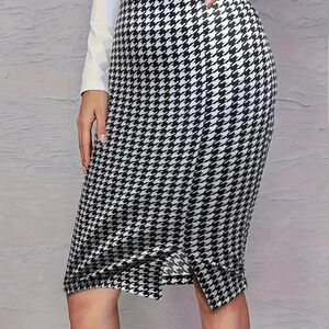 Elegant Print Split Bodycon Skirt
